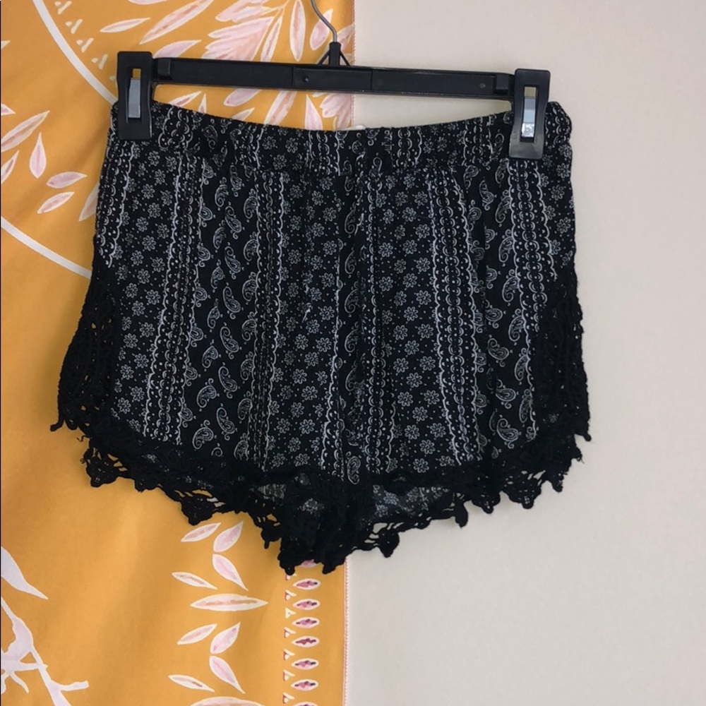 Black Embroidered Shorts